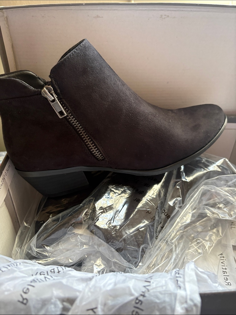 Women's Black Suede Ankle Boot with Side Zip